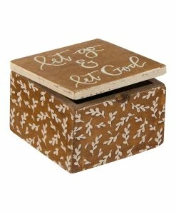 Primitives by Kathy | Brown Floral 'Let Go & Let God' Hinged Box
