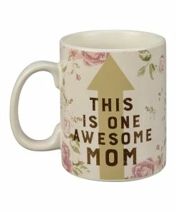 Primitives by Kathy | White & Pink Floral 'One Awesome Mom' Mug