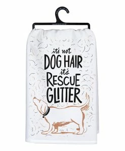 Primitives by Kathy | White & Gold Glitter 'It's Not Dog Hair' Pup Dish Towel