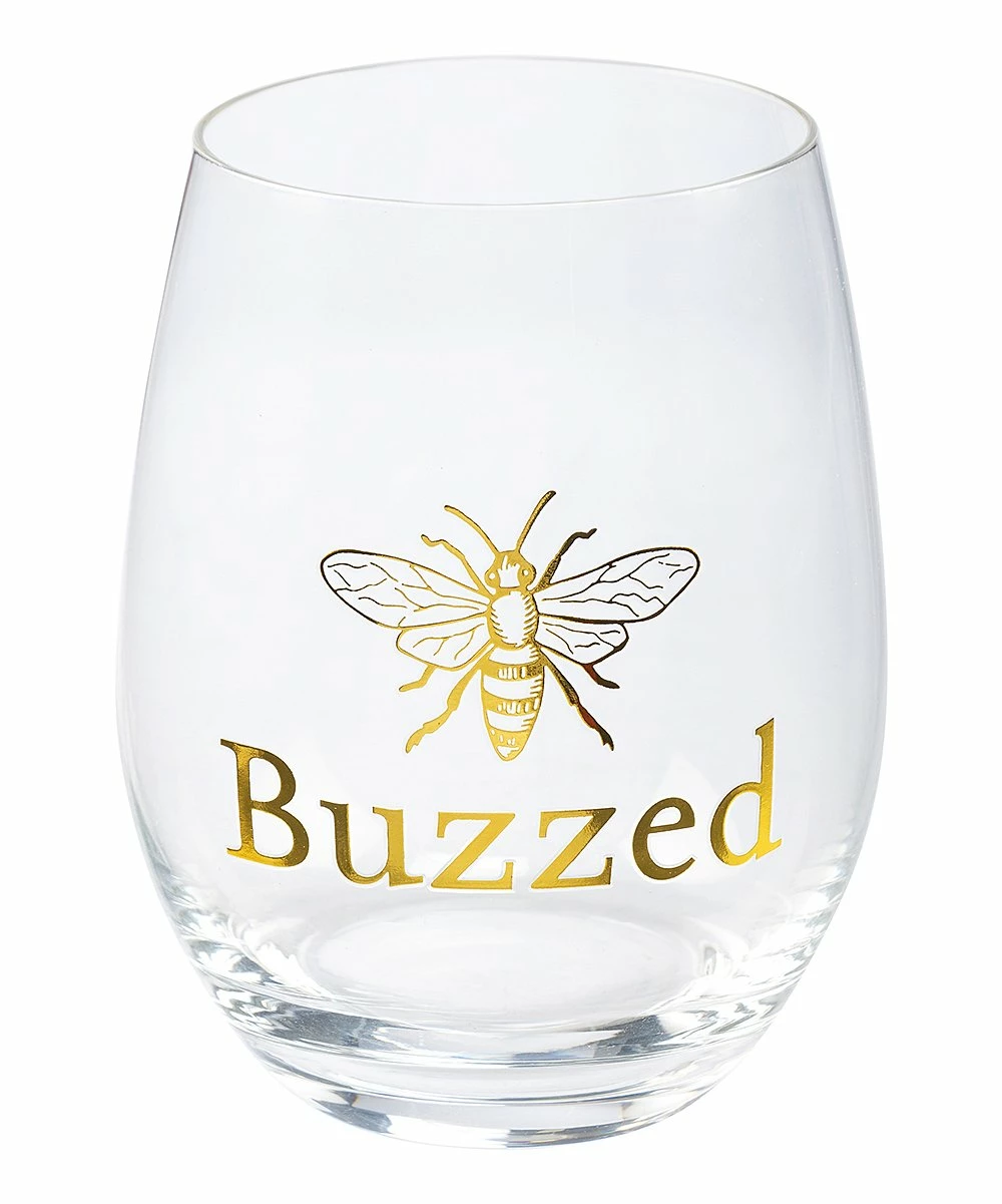 Primitives by Kathy | Clear & Goldtone 'Buzzed' Bee Stemless Wineglass