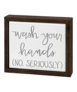 Primitives by Kathy | White & Dark Brown 'Wash Your Hands' Box Sign
