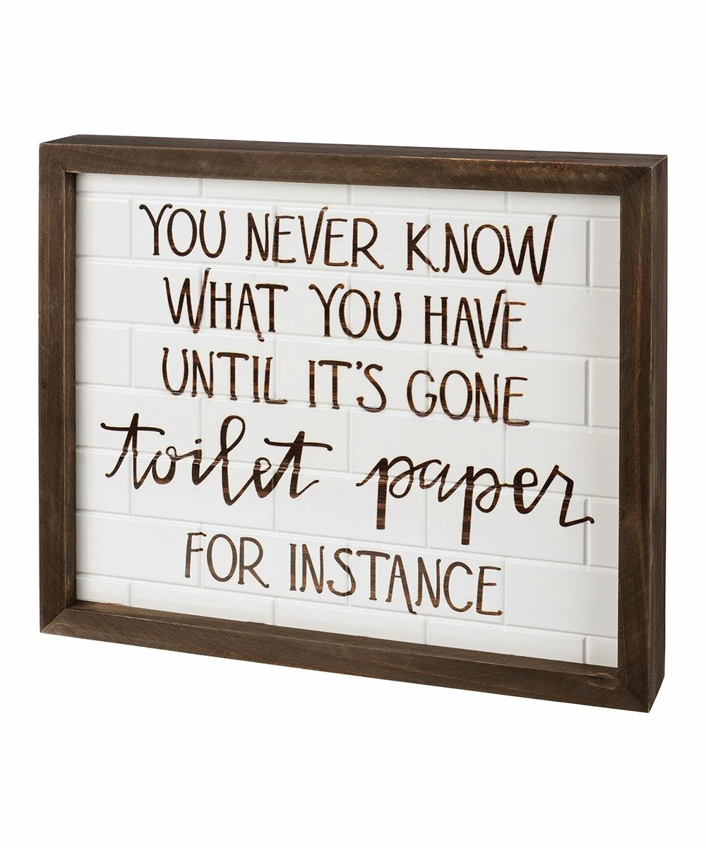 Primitives by Kathy | White & Black 'Toilet Paper' Inset Box Sign