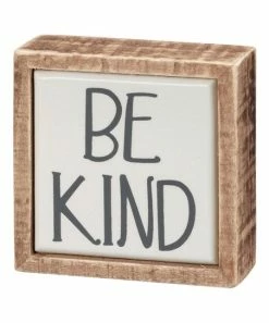 Primitives by Kathy | White & Brown 'Be Kind' Box Sign