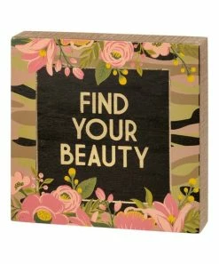 Primitives by Kathy | Tan & Pink 'Find Your Beauty' Floral Box Sign