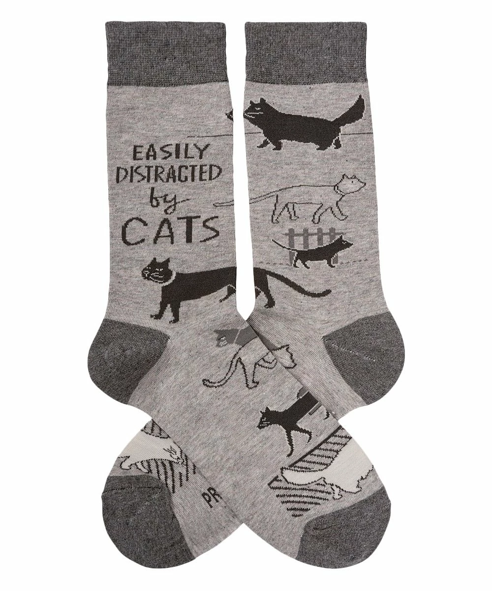Primitives by Kathy | Gray 'Distracted By Cats' Socks - Women