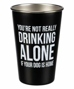Primitives by Kathy | Black & White 'Not Really Drinking Alone' Stainless Steel Tumbler