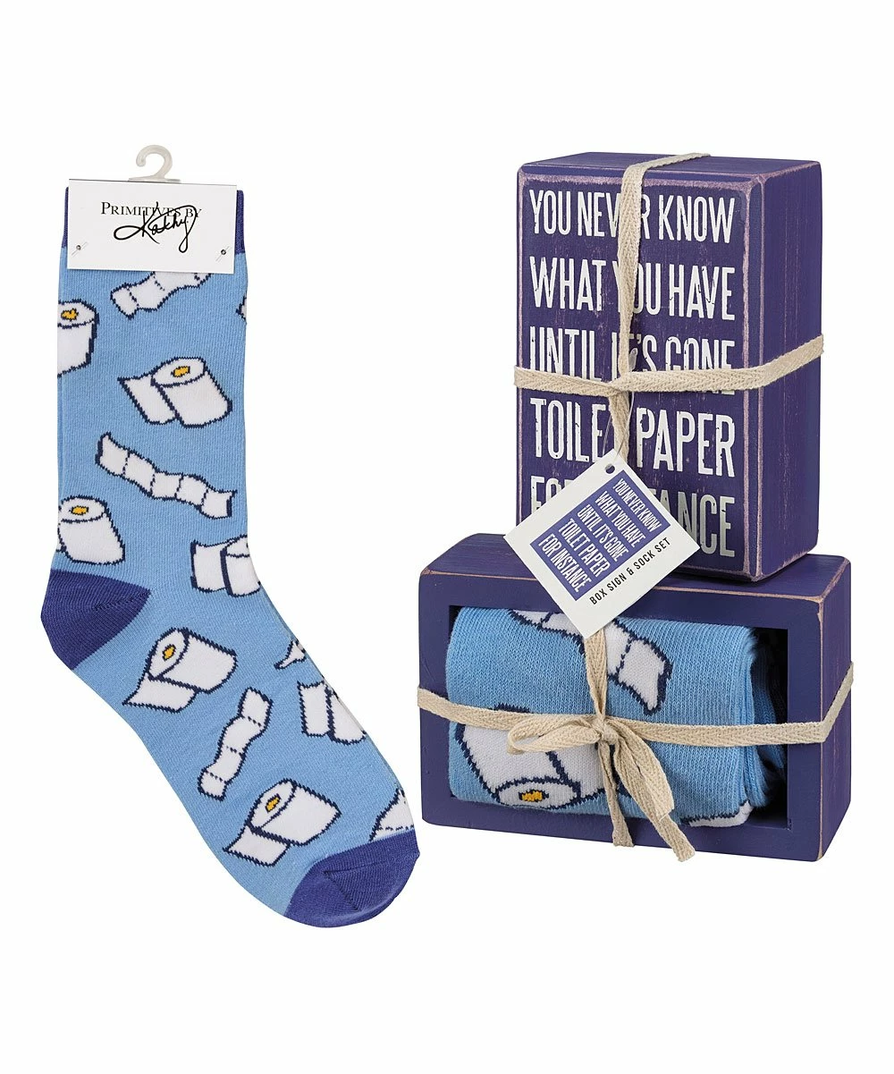 Primitives by Kathy | Blue & Purple 'Until It's Gone' Box Sign & Socks Set - Women - Image 2