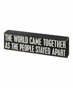 Primitives by Kathy | Black & White 'The World Came Together' Block Sign