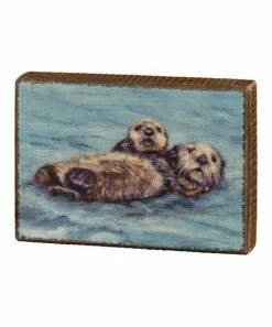 Primitives by Kathy | Brown & Blue Otters Box Sign