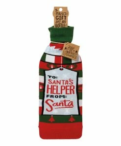 Primitives by Kathy | Red & Green 'Santa's Helper' Bottle Sock