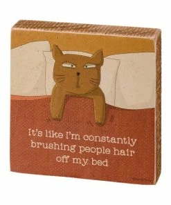 Primitives by Kathy | Beige 'People Hair' Cat Block Sign