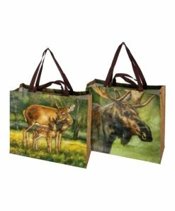 Primitives by Kathy | Brown & Green Moose & Deer Tote