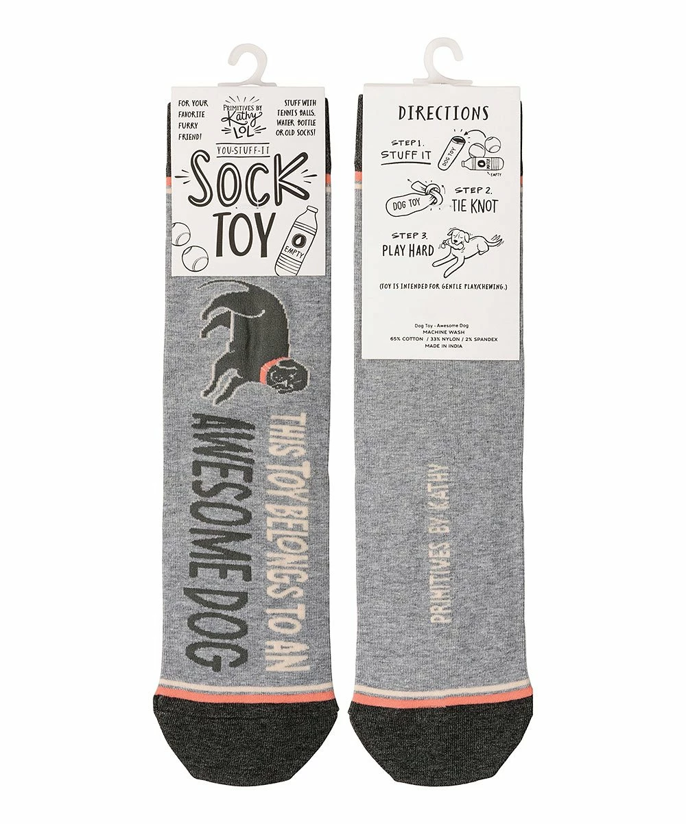 Primitives by Kathy | Gray & Black 'Awesome Dog' Sock Pet Toy - Adult - Image 2