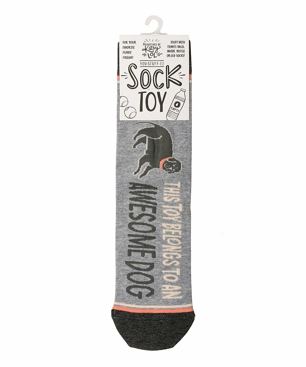 Primitives by Kathy | Gray & Black 'Awesome Dog' Sock Pet Toy - Adult