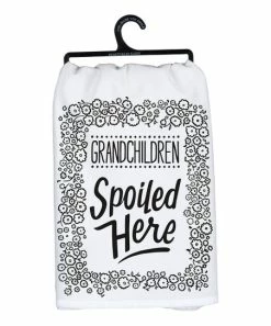 Primitives by Kathy | White & Black 'Grandchildren Spoiled Here' Floral Dish Towel