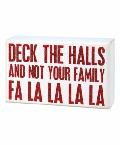 Primitives by Kathy | Red & White 'Deck The Halls' Box Sign