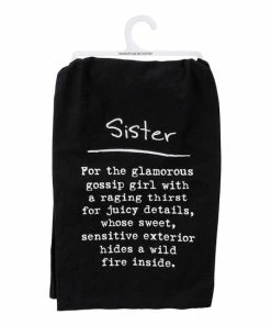 Primitives by Kathy | Black & White 'Sister' Dish Towel