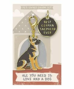 Primitives by Kathy | Black & Goldtone 'Best German Shepherd Ever' Collar Charm Set