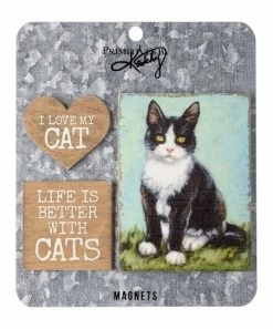 Primitives by Kathy | Tuxedo Cat Magnet - Set of Three