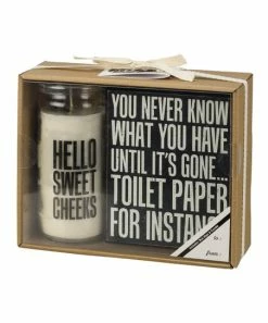 Primitives by Kathy | Black 'Toilet Paper' Block Sign & White 'Sweet Cheeks' Candle