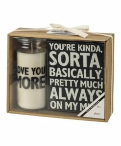 Primitives by Kathy | Black 'On My Mind' Block Sign & White 'Love You More' Candle