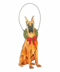 Primitives by Kathy | Brown & Green Dog Wreath Ornament